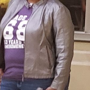 Silver faux leather jacket for fall!